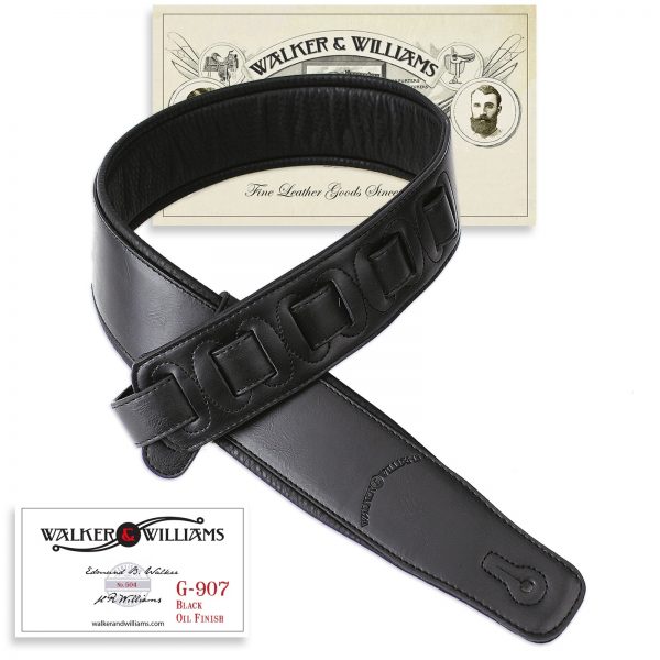 Walker and Williams G-907 Natural Finish Black on Black Strap Padded Glove Leather Back