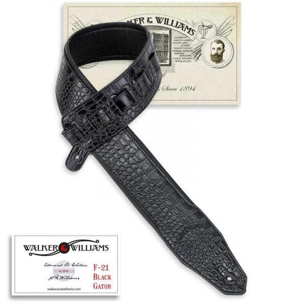 Walker and Williams F-21 Black Gator Strap with Padded Glove Leather Back