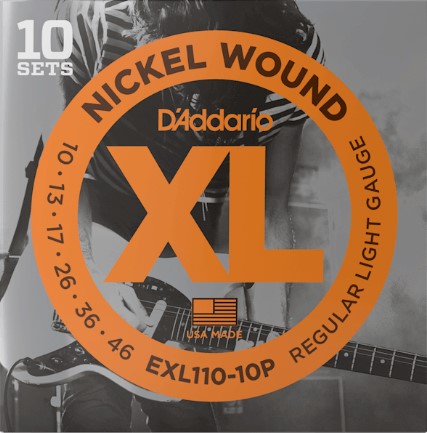 D'Addario EXL110-10P  Propack XL Regular Light 10-46 Electric Guitar Strings