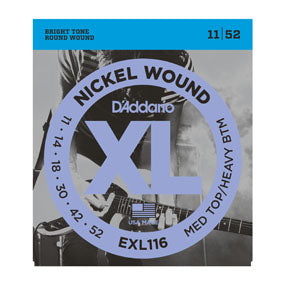 D'Addario EXL116 Medium Top/Heavy Bottom Electric Guitar String Set, 11-52