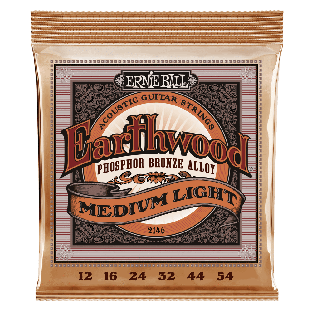 Ernie Ball Earthwood Medium Light Phosphor Bronze Acoustic Guitar Strings 12-54