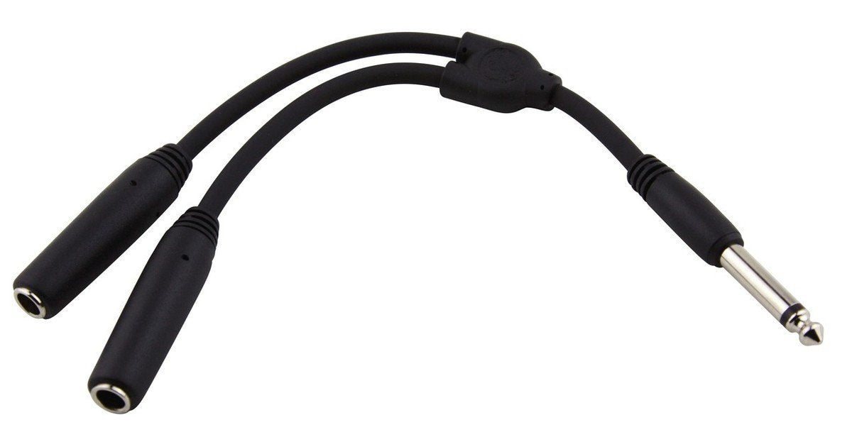 Pig Hog 1/4" Mono (Male) to Dual Mono 1/4" (Female) Y-Cable, 6 inch PY-M214M