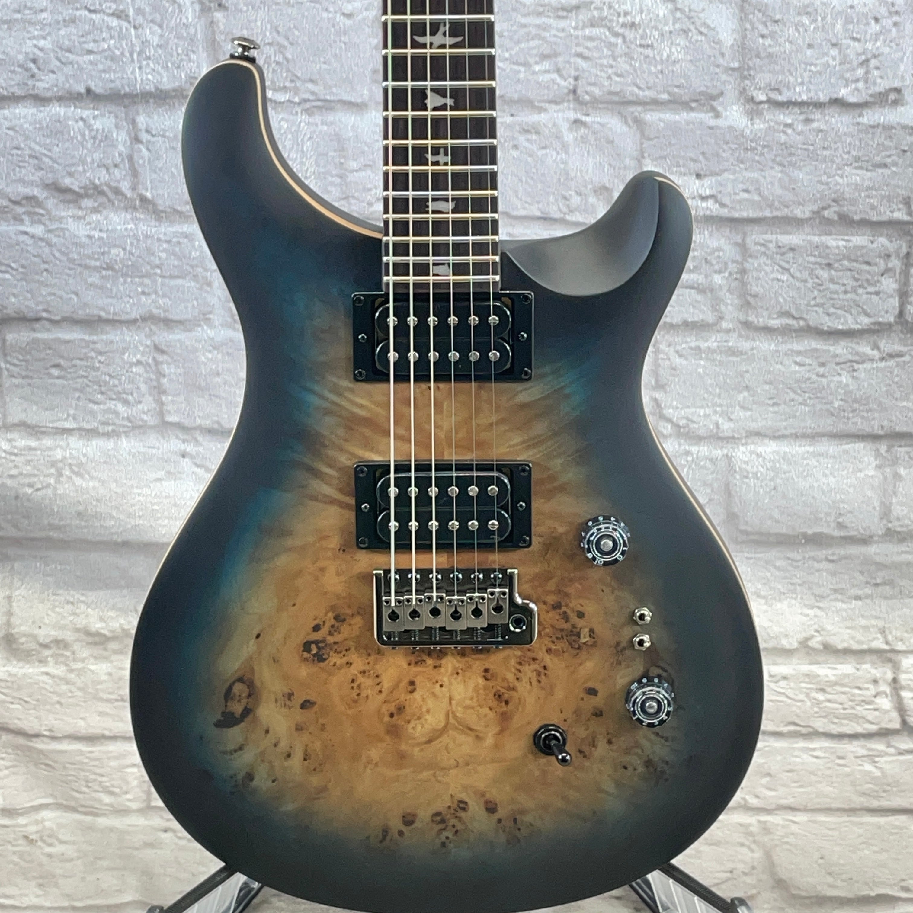 PRS Guitars SE Custom 24-08 Poplar Burl LTD - Lake Blue Midnight Burst Electric Guitar