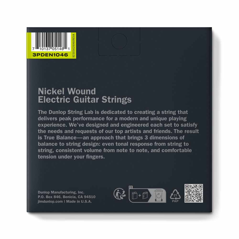 Dunlop Electric Nickel 10-46 Guitar Strings, 3 pack