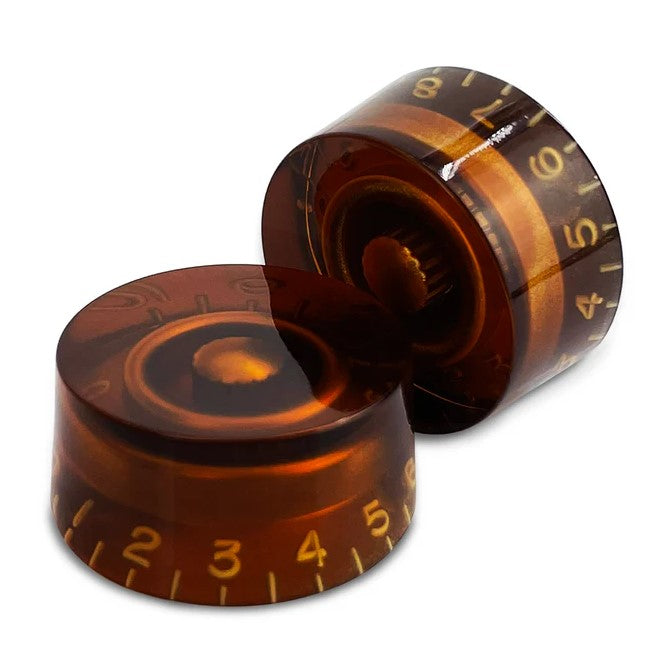 Allparts PK-0130-L22 Vintage Style Speed Knobs Left-Handed - Set of 2 - Amber