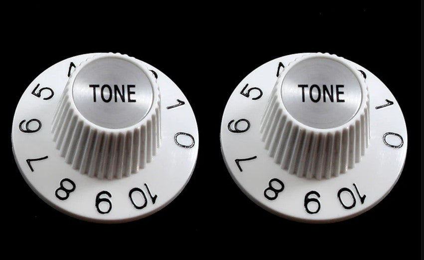 Allparts PK-3242-025 Set of 2 Witch Hat Tone Knobs (White)