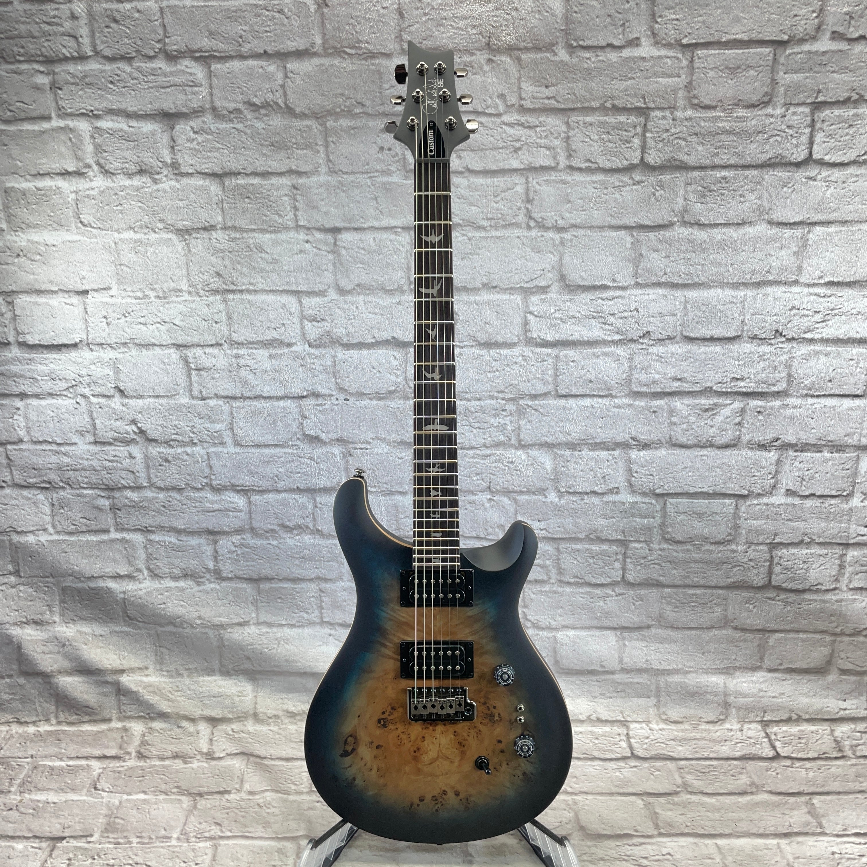 PRS Guitars SE Custom 24-08 Poplar Burl LTD - Lake Blue Midnight Burst Electric Guitar