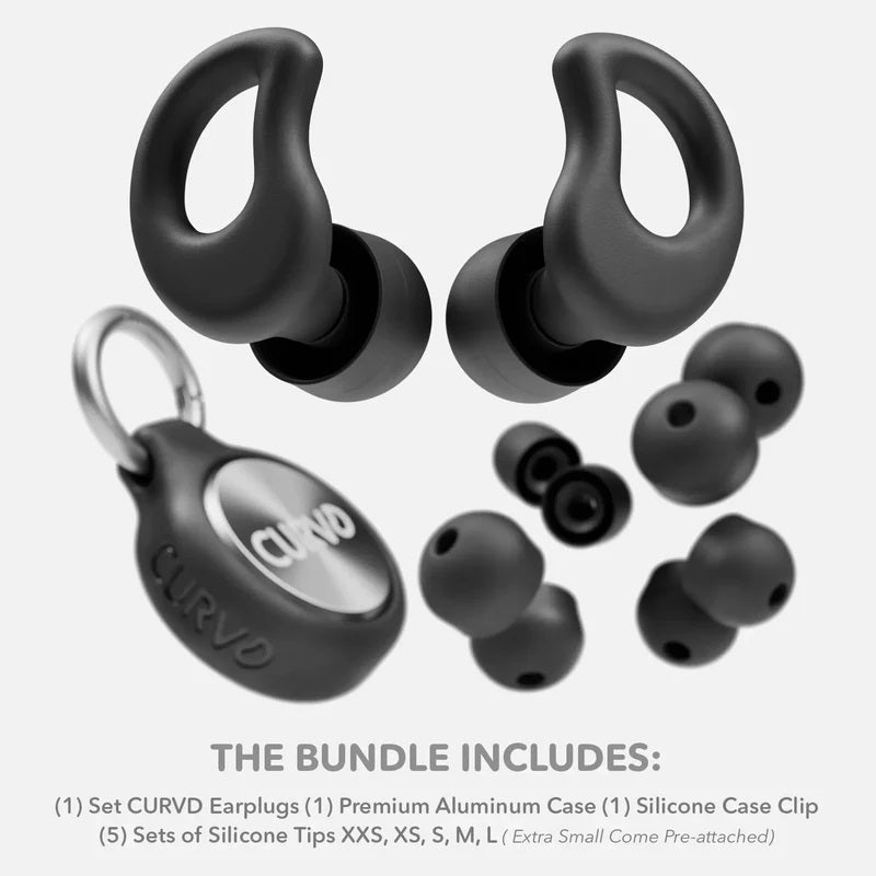Decibullz CURVD Everyday Earplugs + Case Clip - Black