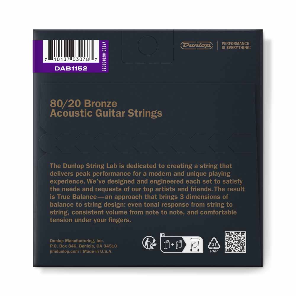 Dunlop DAB1152 80/20 Bronze Acoustic Guitar Strings 11-52