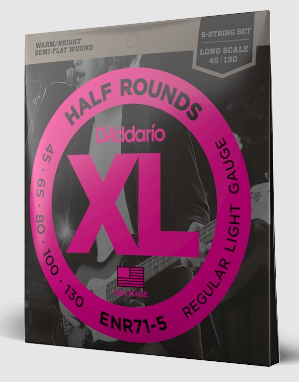 D'Addario ENR71-5 Half-Round 45-100 Regular Light / Long Scale 5-String Electric Bass Set