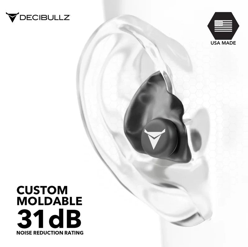 Decibullz Custom Molded Earplugs 31dB NRR PLG1-BLK