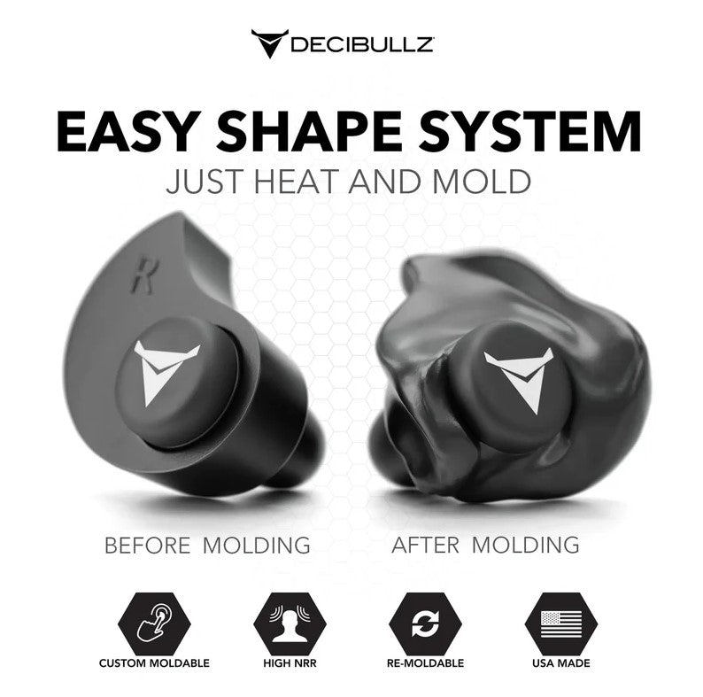Decibullz Custom Molded Earplugs 31dB NRR PLG1-BLK