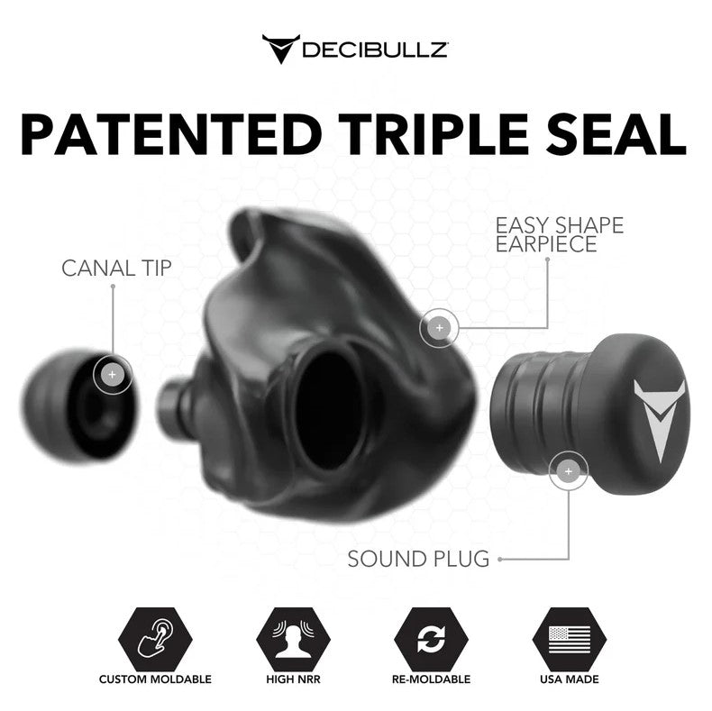 Decibullz Custom Molded Earplugs 31dB NRR PLG1-BLK