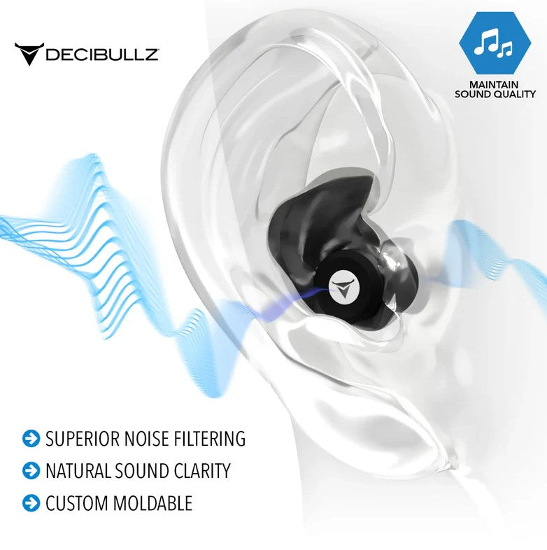 Decibullz Custom Molded High-Fidelity Earplugs FLTR-HFE-BLK