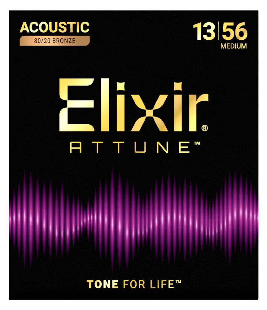Elixir Strings 16102 Phosphor Bronze Acoustic Guitar Strings - Medium (.013-.056)