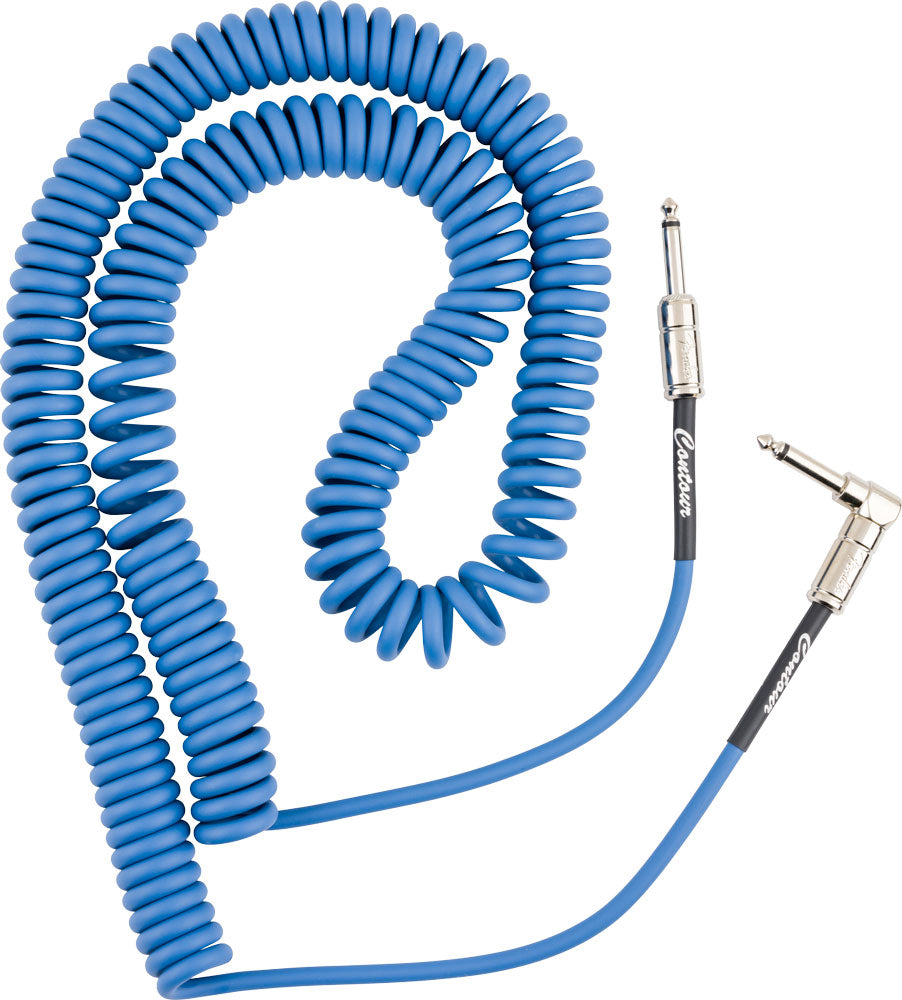 Fender Contour Series Coil Cable, Straight-Angle, 30', Lake Placid Blue