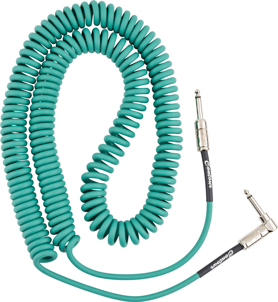 Fender Contour Series Coil Cable, Straight-Angle, 30', Sherwood Green