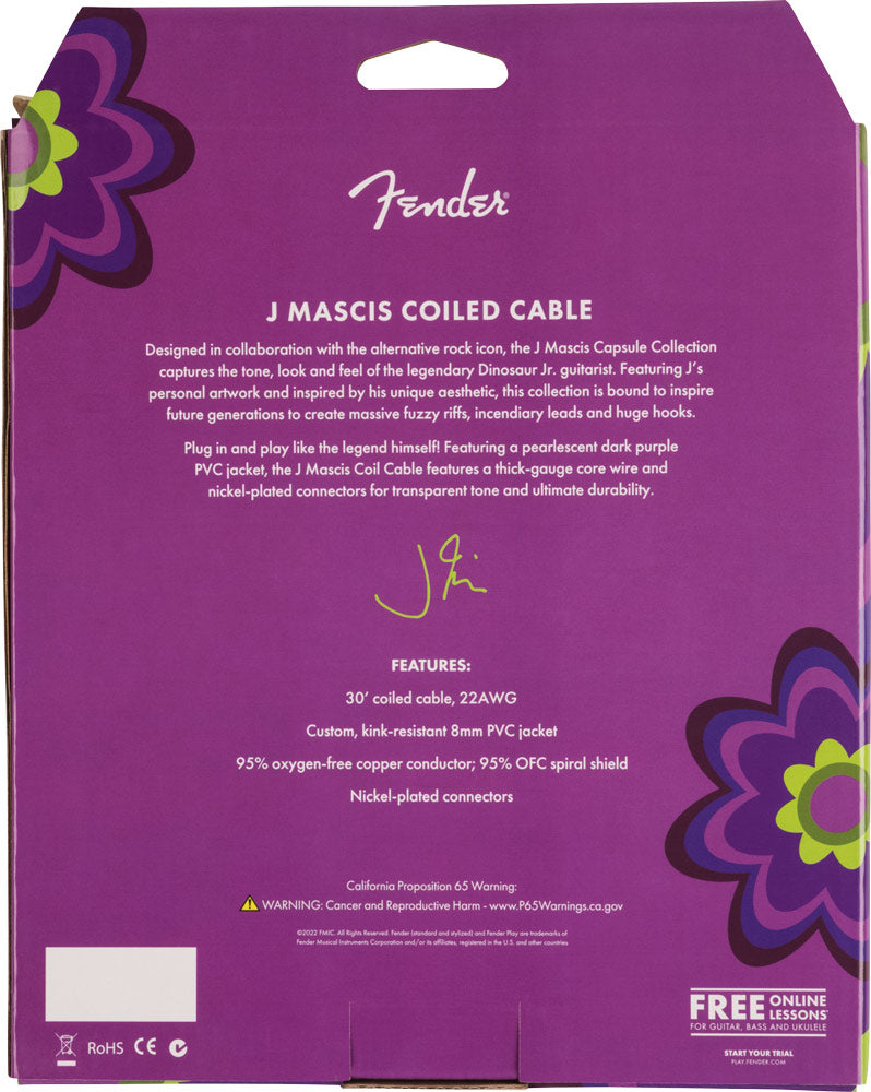 Fender J Mascis Coil Cable, 30', Purple