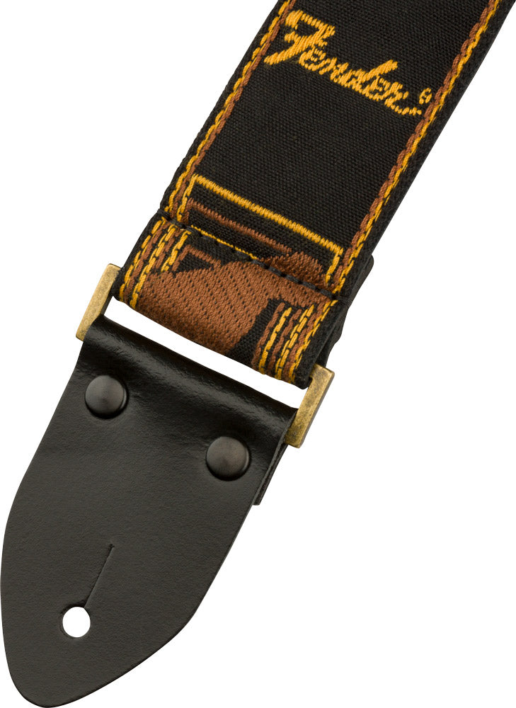 Fender Legacy Vintage Monogram 2" Guitar Strap - Black/Yellow & Brown