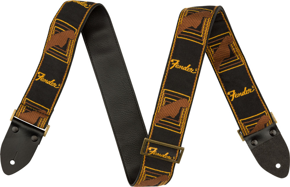 Fender Legacy Vintage Monogram 2" Guitar Strap - Black/Yellow & Brown