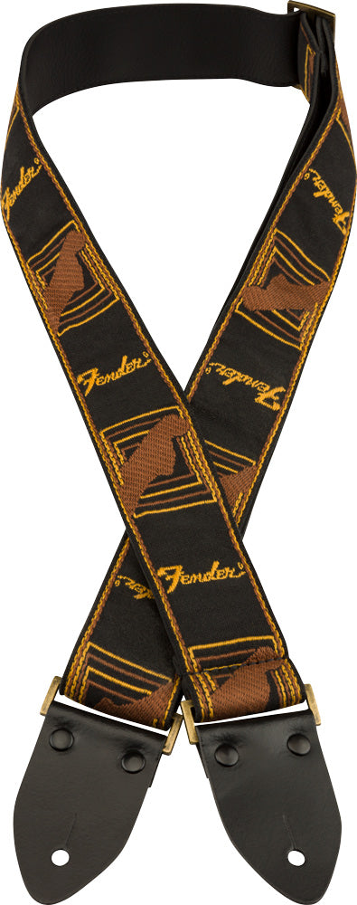 Fender Legacy Vintage Monogram 2" Guitar Strap - Black/Yellow & Brown