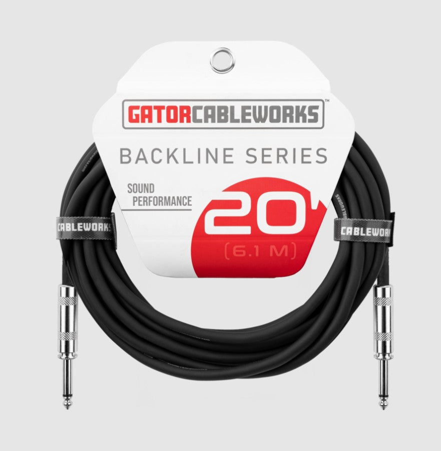 Gator Backline Series 20 Foot Strt to Strt Instrument Cable - GCWB-INS-20