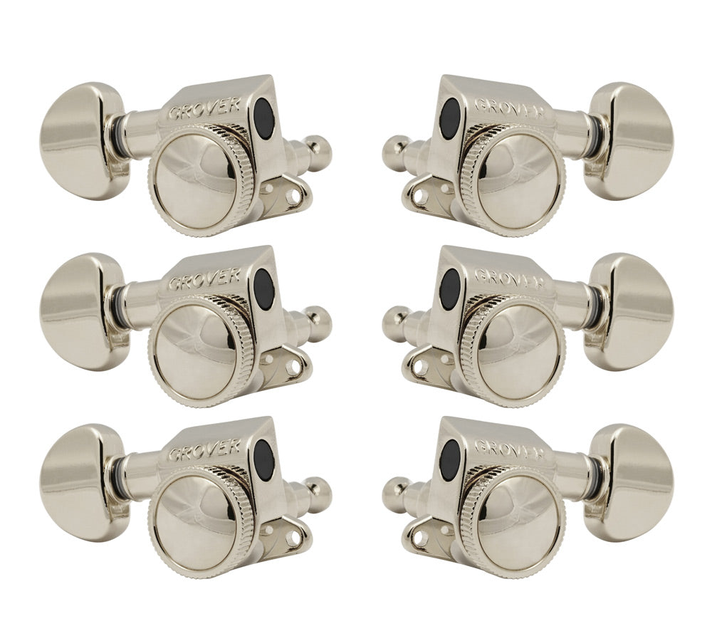 Grover 505N (Nickel) Mid-Size Roto-Grip Locking Rotomatics Tuning Keys 18:1 Set 6 3 + 3