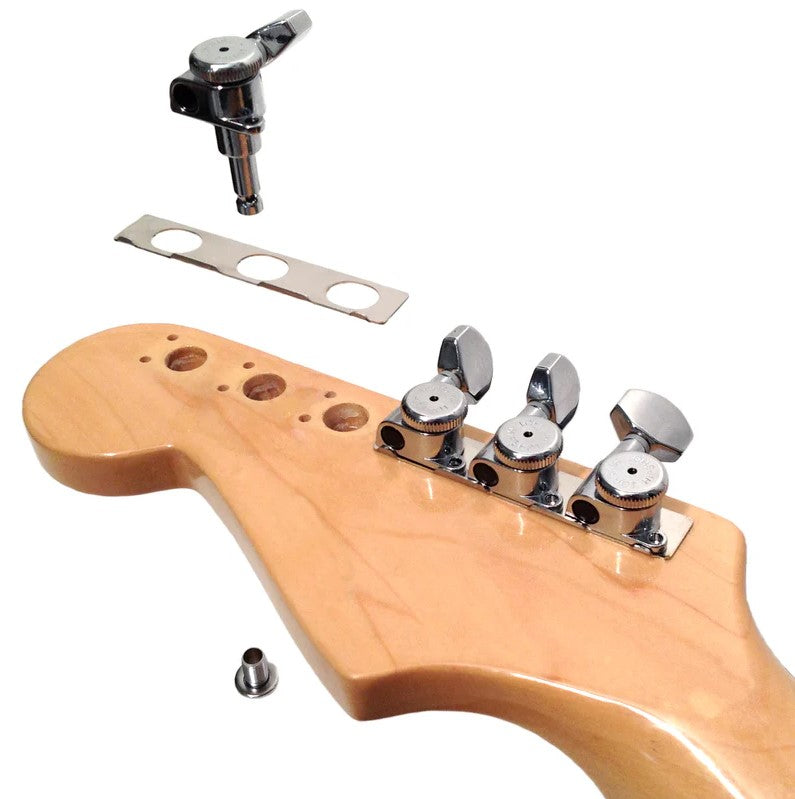 Hipshot Guitar Tuner Upgrade Kit for 6 Inline Headstocks (10mm Post Hole) - Nickel Closed Staggered