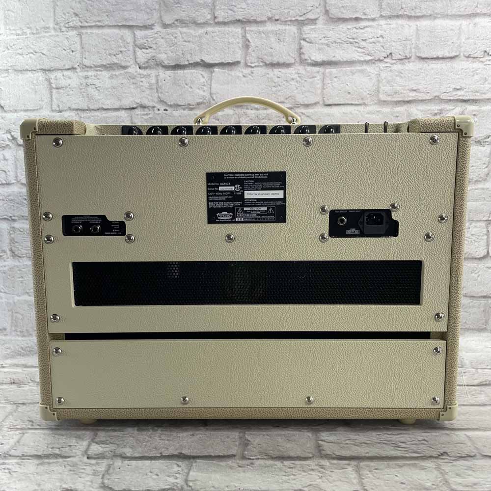 Used:  Vox Limited Edition AC15C1-CM -15 Watt 1x12 Creamback Combo Amp - White Tolex