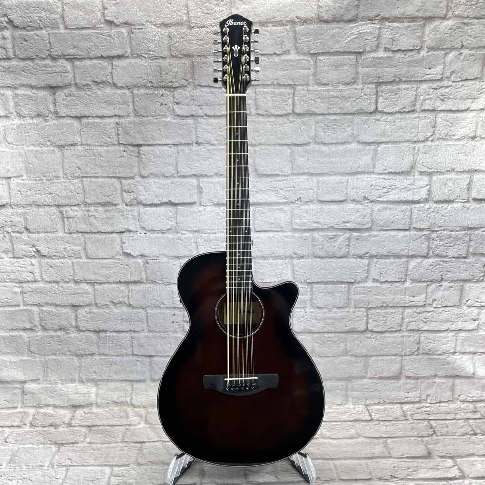 Used:  Ibanez AEG5012-DVH 12 String Acoustic Guitar - Dark Violin Sunburst