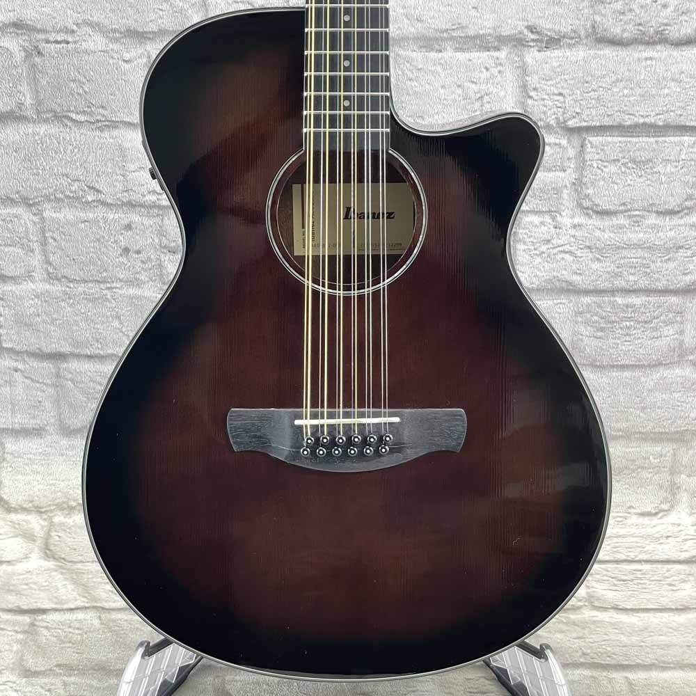 Used:  Ibanez AEG5012-DVH 12 String Acoustic Guitar - Dark Violin Sunburst