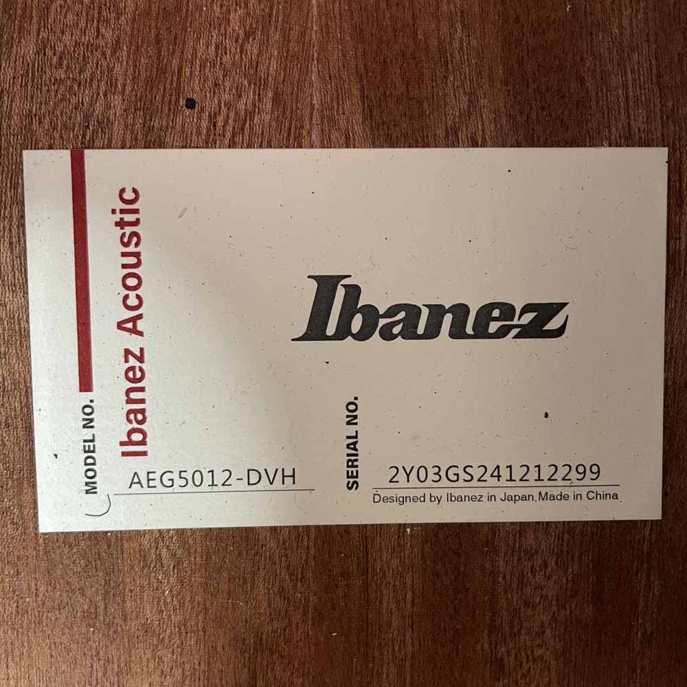 Used:  Ibanez AEG5012-DVH 12 String Acoustic Guitar - Dark Violin Sunburst