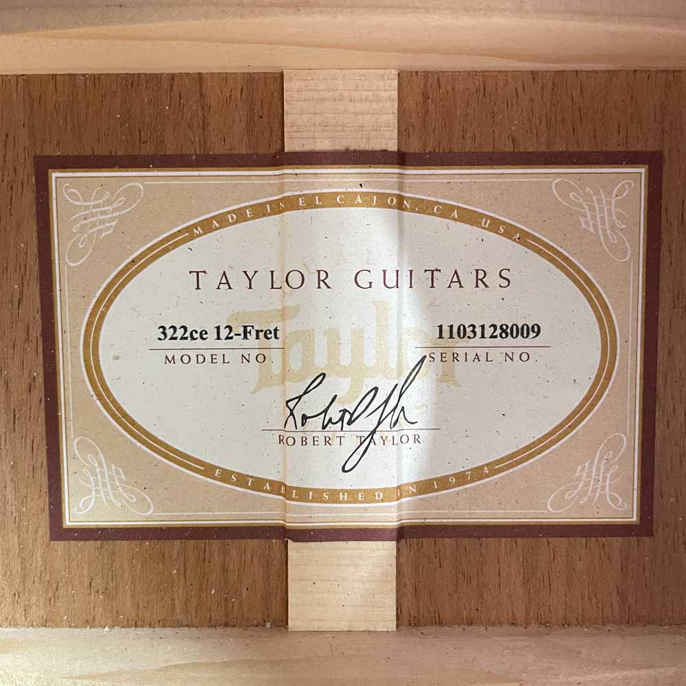 Used:  Taylor Guitars 322ce 12-fret Acoustic Guitar