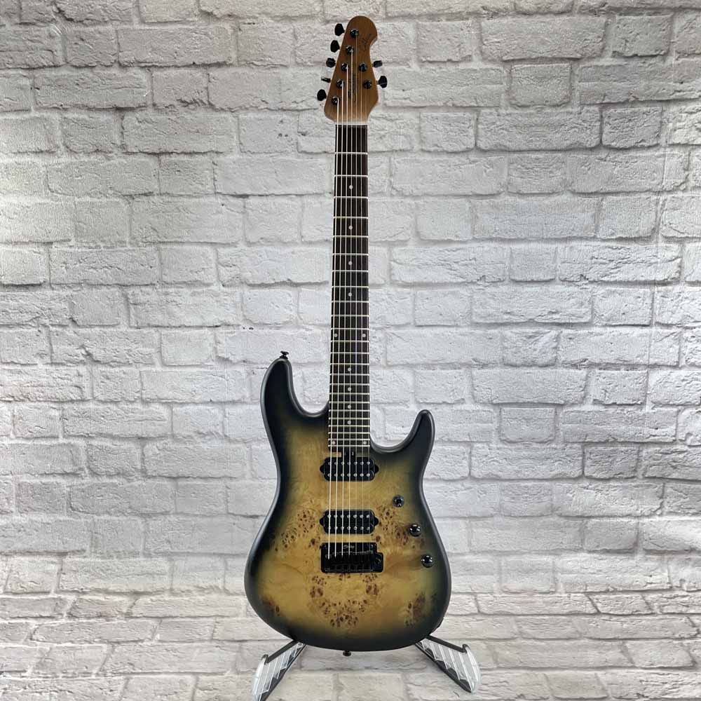 Used:  Sterling by Music Man Jason Richardson Cutlass 7 Electric Guitar - Natural Burl