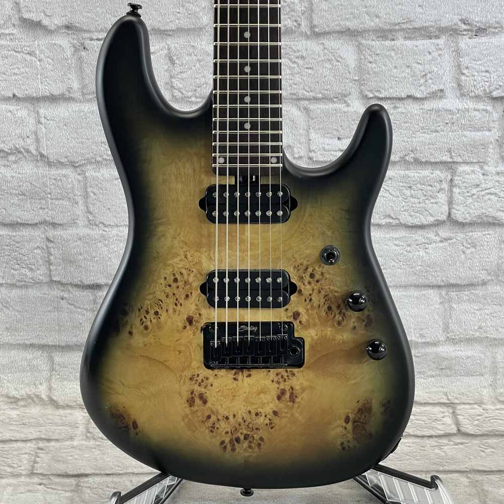 Used:  Sterling by Music Man Jason Richardson Cutlass 7 Electric Guitar - Natural Burl