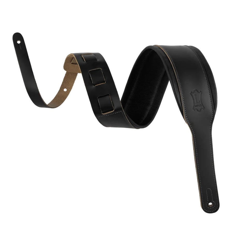 Levy's Leathers Amped Leather Series Guitar Strap Black/Acoustic - M26PD-BLK-ACO