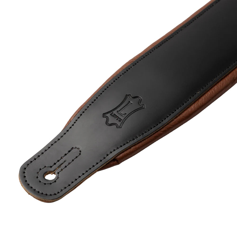 Levy's Leathers Amped Leather Series Guitar Strap -Black/Tan - M26PD-BLK-TAN