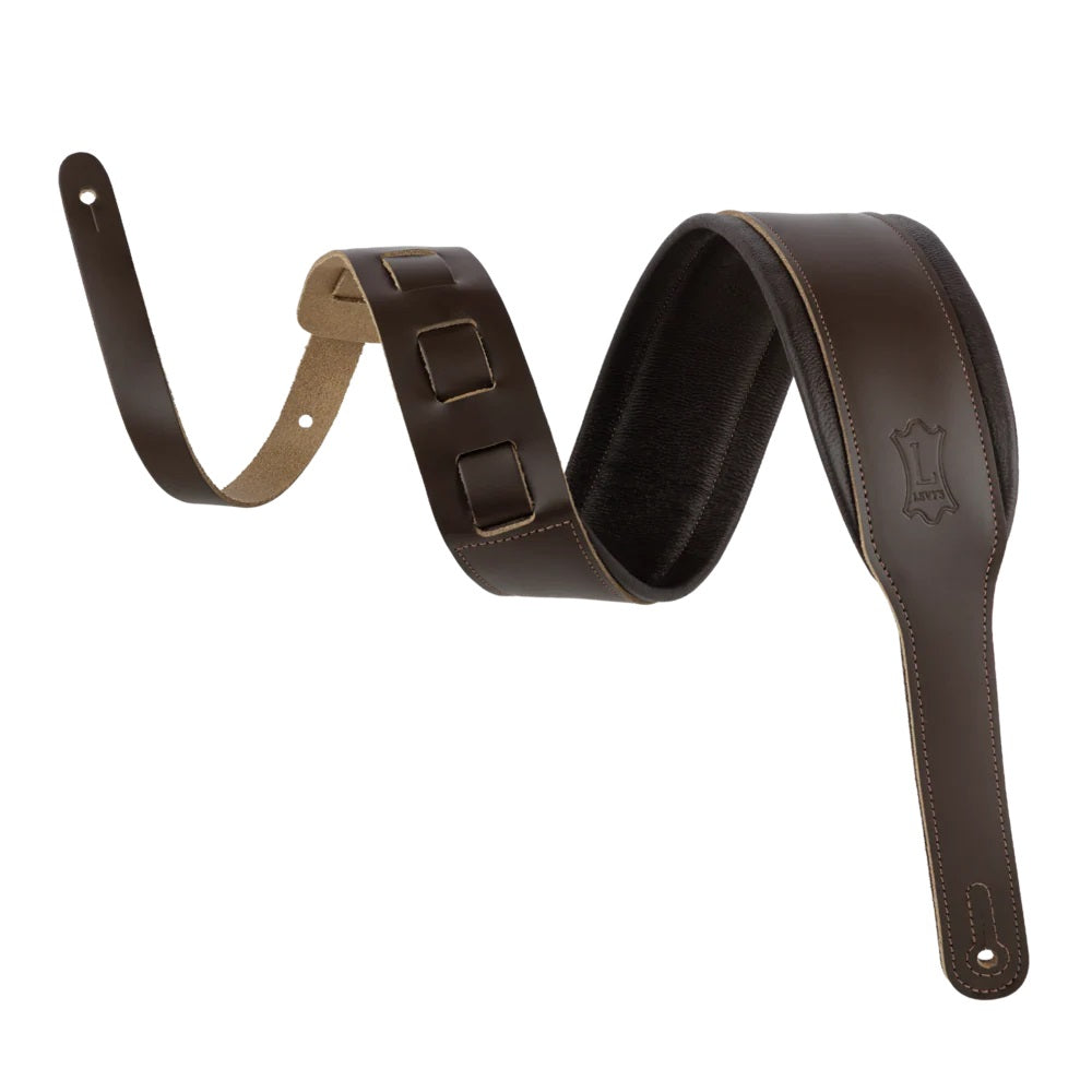 Levy's Leathers Amped Leather Series Guitar Strap - Dark Brown/Acoustic - M26PD-DBR-ACO