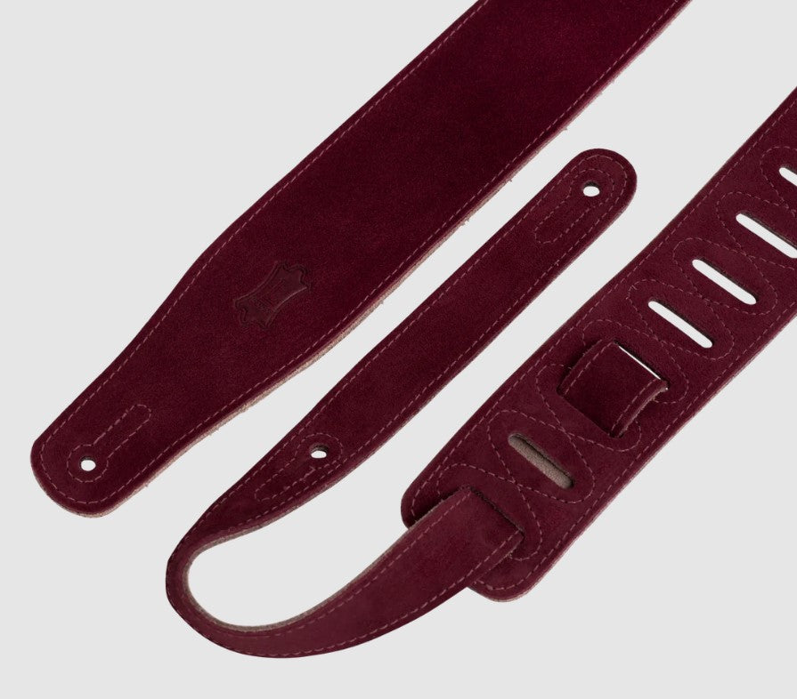 Levy's Leathers 2 1/2" Wide Suede Guitar Strap In Burgundy - MS26-BRG