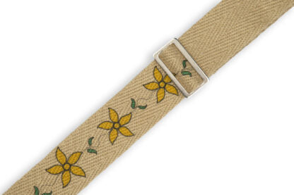 Levy’s Leathers 2” Flowering Vines Hemp Vegan Guitar Strap with Yellow Flowers