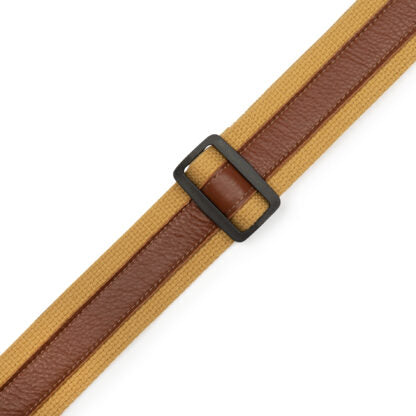 Levy’s Leathers 2″ Wide Woven Cotton Combo Guitar Strap – Tan Cotton with Tan Leather Strip- MC2CG-TAN-TAN