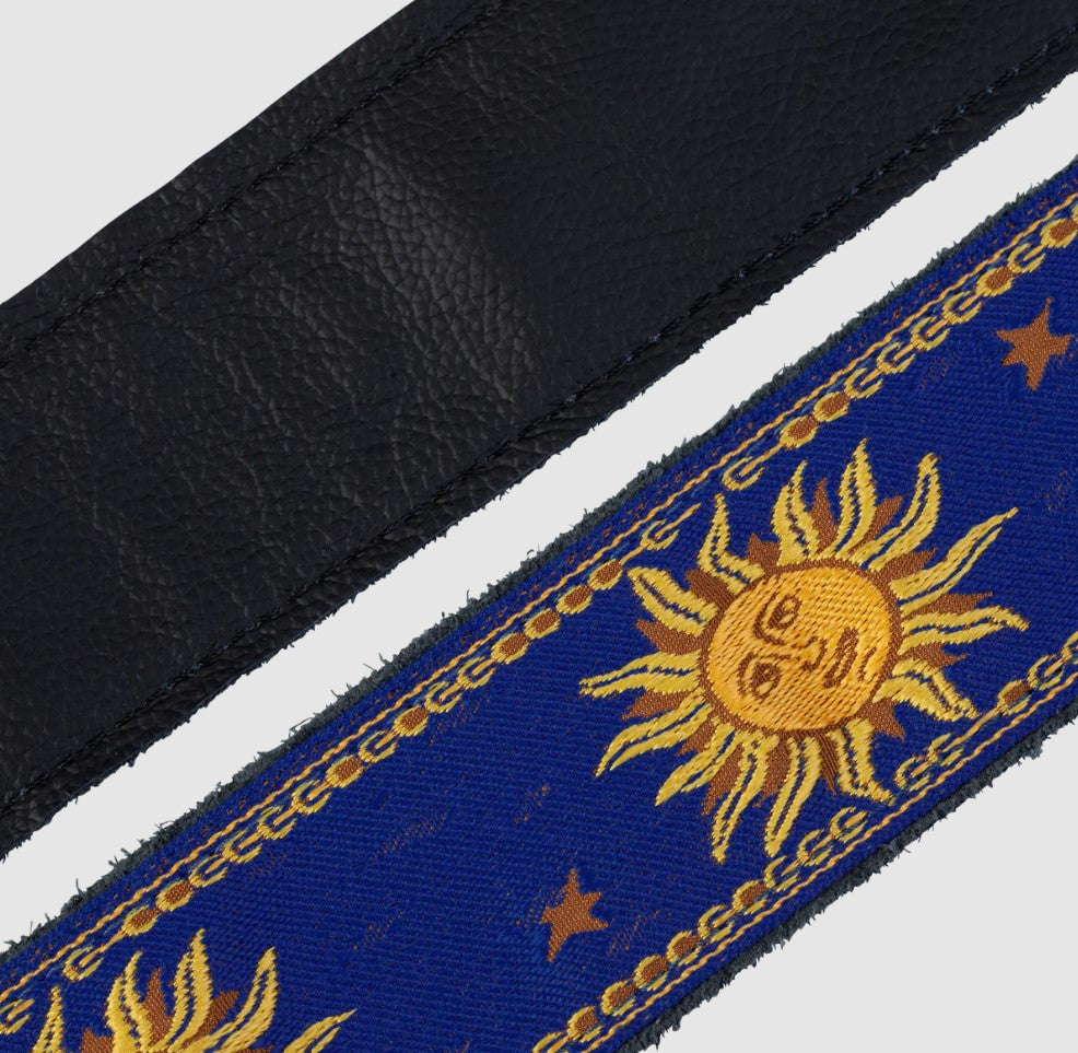 Levy's Leathers 2″ Sun Design Jacquard Weave Guitar Strap- Blue - MPJG-SUN-BLU