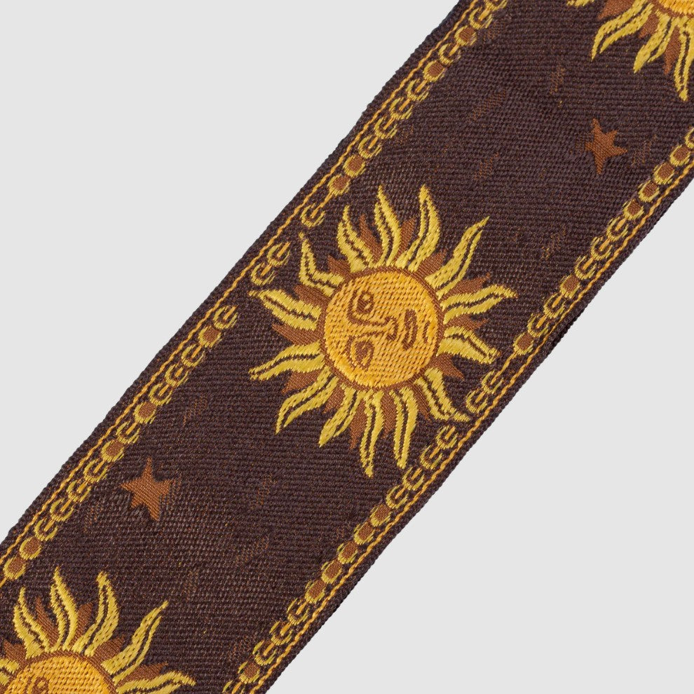 Levy's Leathers 2″ Sun Design Jacquard Weave Guitar Strap- Brown - MPJG-SUN-BRN