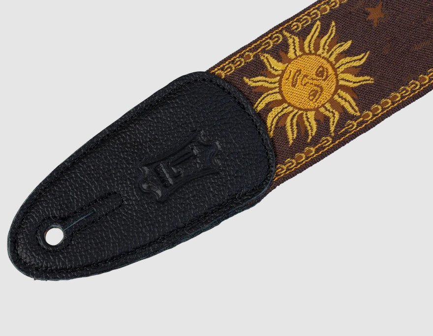 Levy's Leathers 2″ Sun Design Jacquard Weave Guitar Strap- Brown - MPJG-SUN-BRN