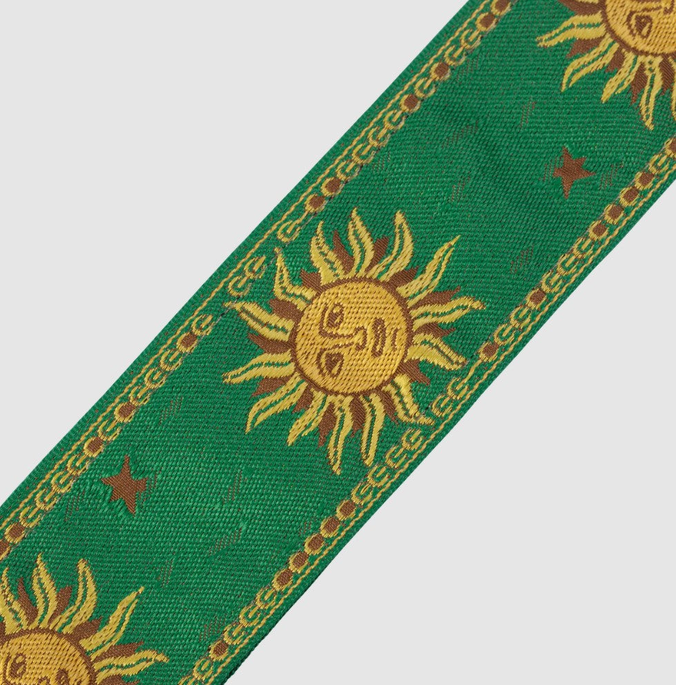 Levy's Leathers 2″ Sun Design Jacquard Weave Guitar Strap- Green - MPJG-SUN-GRN