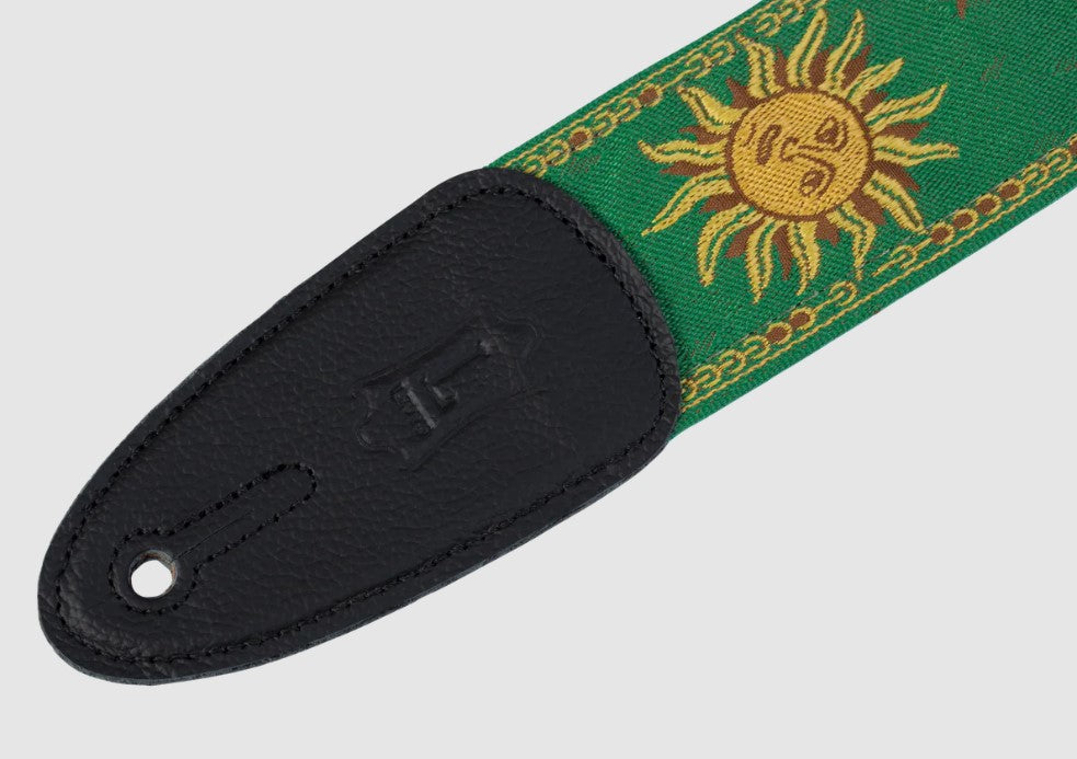 Levy's Leathers 2″ Sun Design Jacquard Weave Guitar Strap- Green - MPJG-SUN-GRN