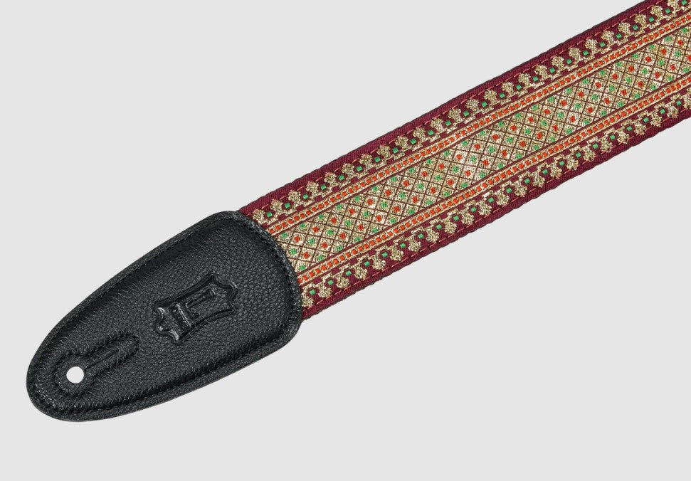 Levy's Leathers 2” Woven Strap with Burgundy Thai Motif - M8TF-001