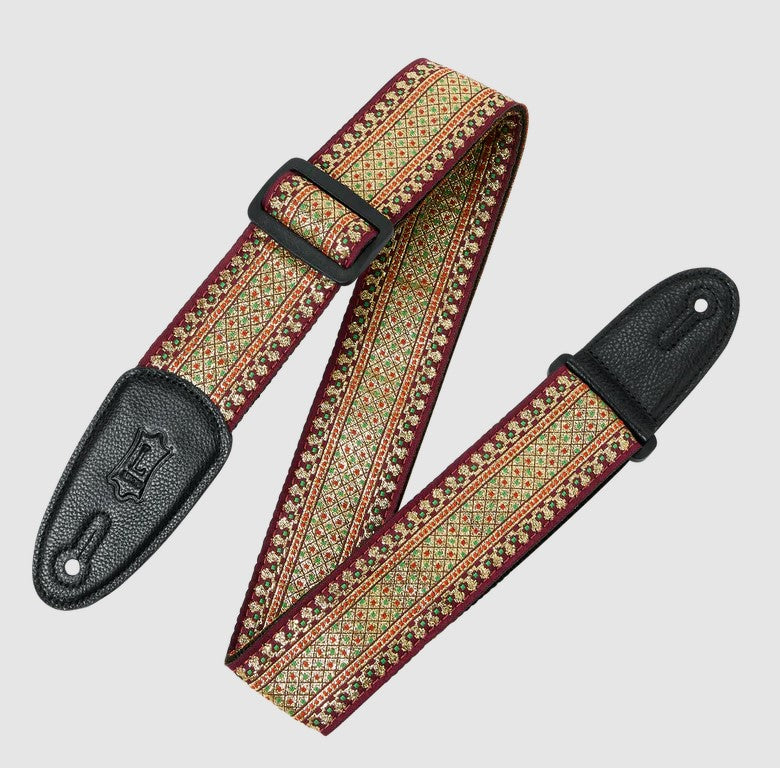 Levy's Leathers 2” Woven Strap with Burgundy Thai Motif - M8TF-001