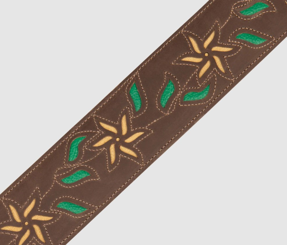 Levy's Leathers Flowering Vine Series M4FV-DBR - Dark Brown Guitar Strap