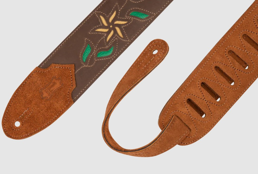 Levy's Leathers Flowering Vine Series M4FV-DBR - Dark Brown Guitar Strap